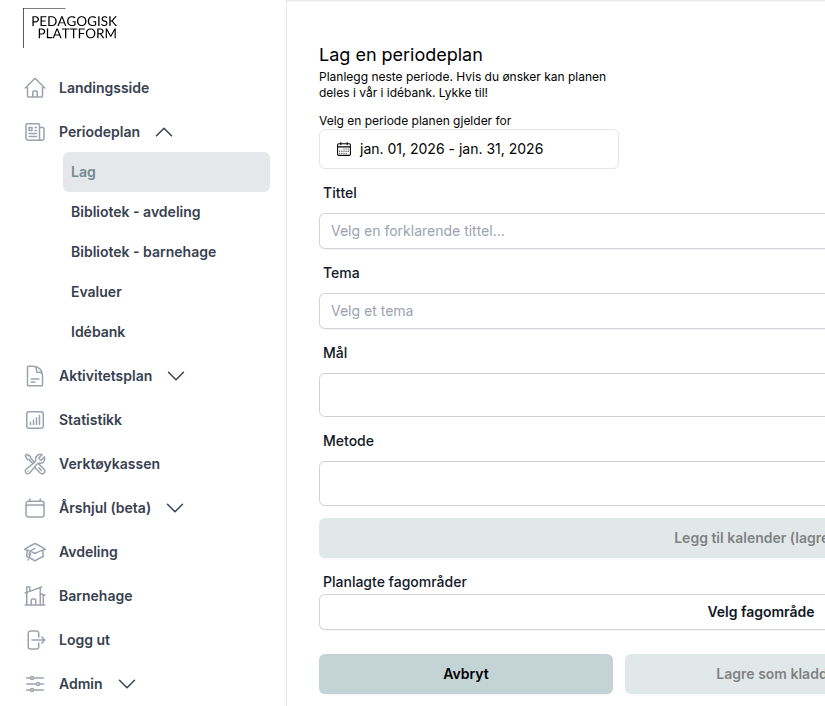 Pedagogisk Plattform Screenshot